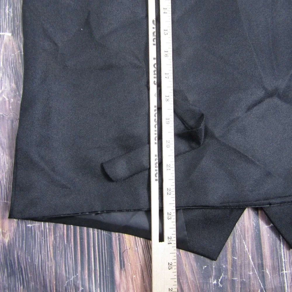 Suit Vest Men L Black Formal Waistcoat Adjustable Back Cinch 3 Piece Wedding